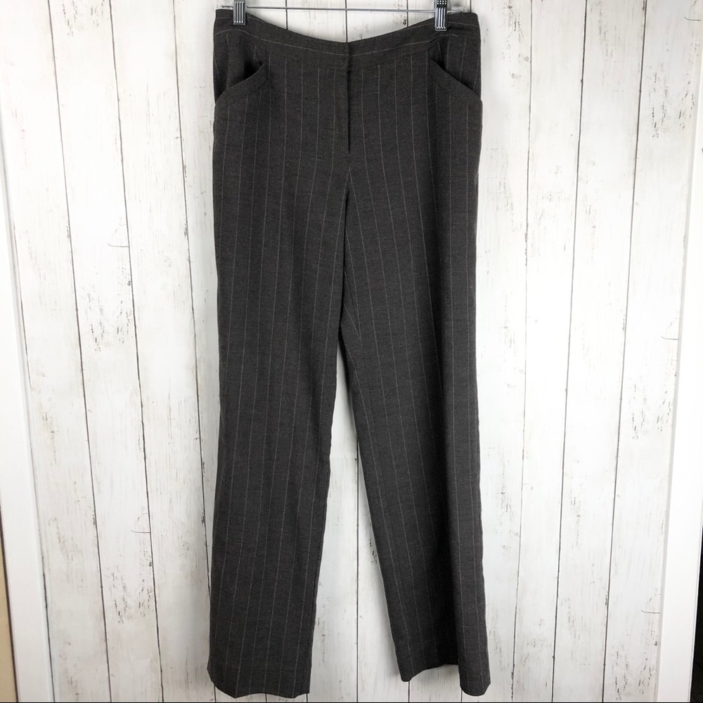 J Jill Brown Pinstripe Dress Pants Straight Size 8 Work Attire